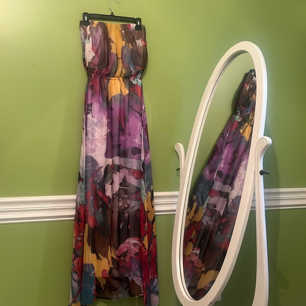 Asher by Fab'rik Womens Maxi Dress Multi-Color Strapless